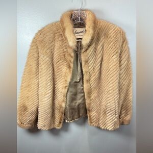 Kaufmann's Pittsburgh Women's Authentic Tan/Blonde Knitted Fur Mink Coat S/M